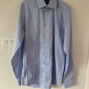 NWOT Saks Fifth Avenue Carlisle Mens 16 Blue White Tooth hound Long Sleeve